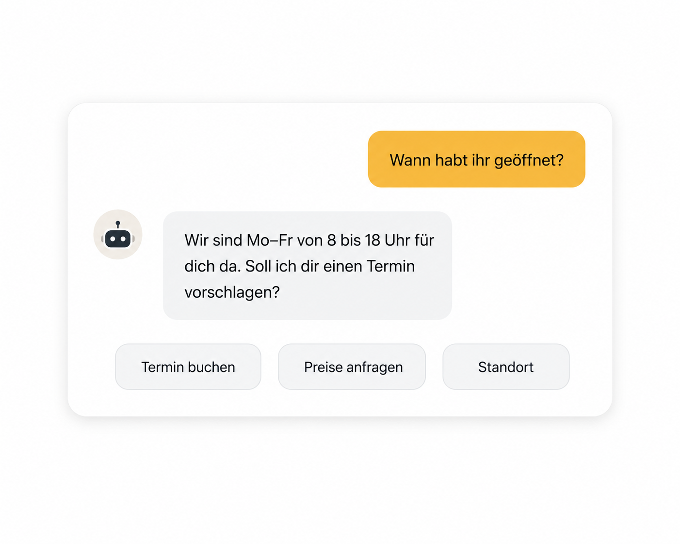 Chatbot NOAH beantwortet Kundenanfrage zu Öffnungszeiten